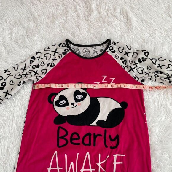 Girls Wonder Nation Bearly Awake Sleepy Dress in Pink and Black Extra Large - Picture 3 of 11